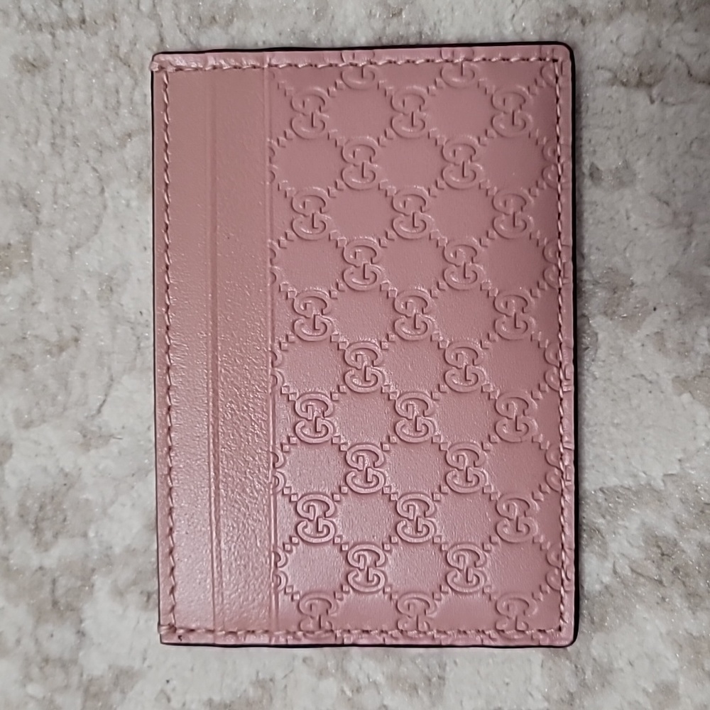Gucci Micro Guccissima Soft Pink Leather Card Case